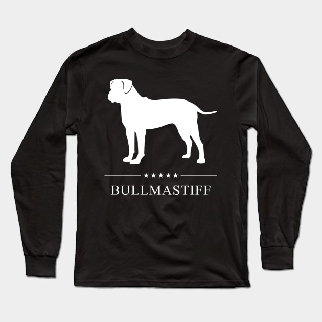 Bullmastiff Dog White Silhouette Long Sleeve T-Shirt by millersye